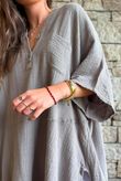 Tasha Cushion Cotton Oversized Shirt Tunic Mocha